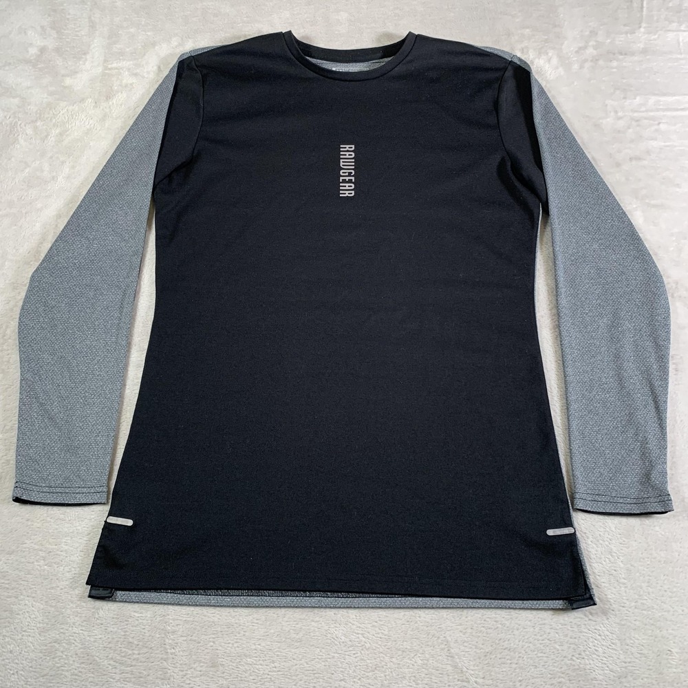 RAWGEAR Shirt Mens Medium Black Gray Long Sleeve Performance Base Layer Athletic
